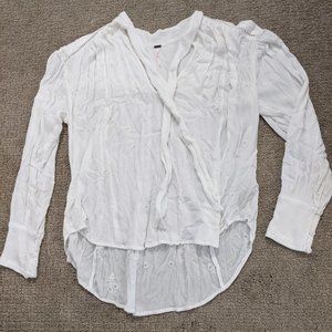 Free People White Tie-Front Blouse Top